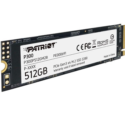 Patriot P300 512GB NVMe M.2 SSD PCIe Gen3 x4 - 1700MB/s Patriot P300 512GB NVMe M.2 SSD PCIe Gen3 x4 - 1700MB/s